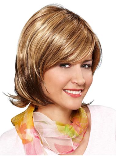 Chin Length Monofilament 12" Blonde Bob Cut Wigs