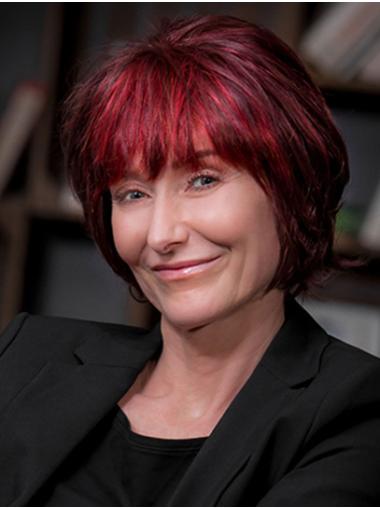 Chin Length 100% Hand-tied 10" Red Wigs Bob