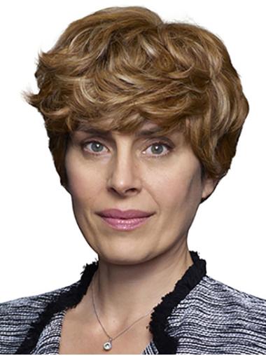 Layered 100% Hand-tied Short Blonde 8" Best Human Hair Wigs