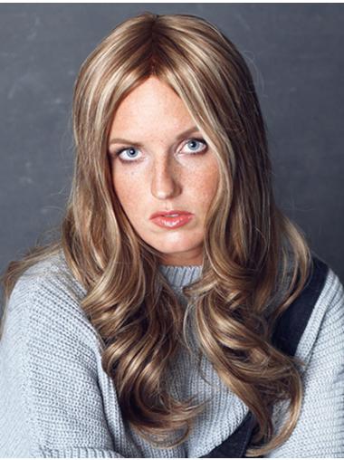 Without Bangs 100% Hand-tied Long Platinum Blonde 16" Real Human Hair Wigs