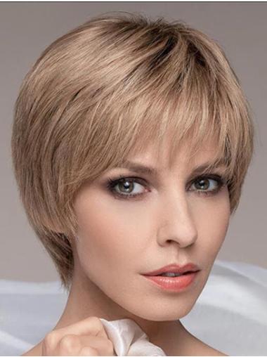 Straight 6" Blonde Boycuts Cropped Lace Front Wigs