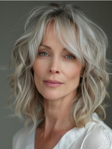 Grey Wigs For Seniors 14" Bobs Monofilament Shoulder Length Synthetic Wigs