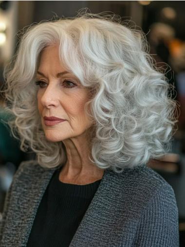 Grey Curly Wigs 12" Synthetic Shoulder Length Bobs Lace Front Wigs