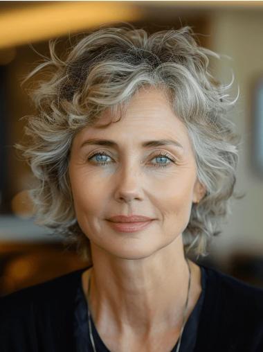 Wigs With Grey Hair Lace Front Wavy 10" Chin Length Bobs Wigs