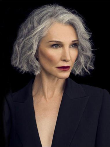 Short Grey Hair Wigs Bobs Lace Front 8" Straight Wigs