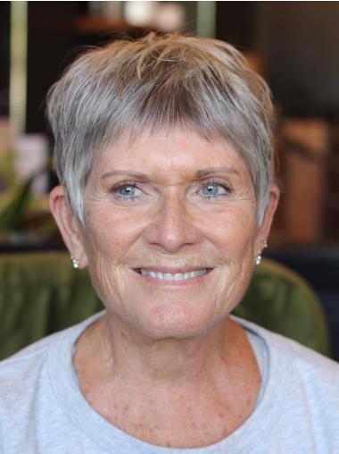 Grey Pixie Wig Monofilament Boycuts Short Synthetic 6" Wigs