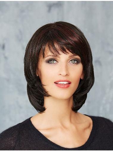 10" Chin Length Straight Black Bobs Sleek Synthetic Wigs