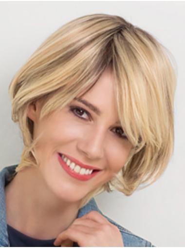 Chin Length Wavy 100% Hand-tied Remy Human Hair Bobs High Quality Lace Wig