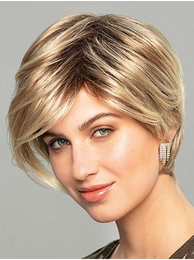 Short Wavy Monofilament Synthetic Boycuts Light Lace Wig