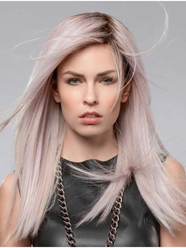 16" Straight Monofilament Ombre/2 Tone Synthetic Without Bangs Female Long Wigs