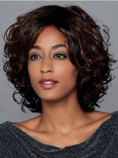 12" Ombre/2 Tone With Highlights Curly Monofilament Without Bangs Hairstyles For African American Women