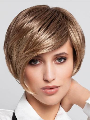Blonde 8" Monofilament With Bangs Synthetic Straight Short Wigs Buy