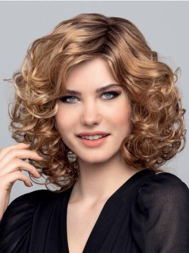 Synthetic Blonde Bobs Curly 14" Monofilament Popular Medium Wigs