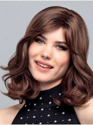 Synthetic Auburn With Bangs Curly 14" Monofilament Ideal Medium Wigs