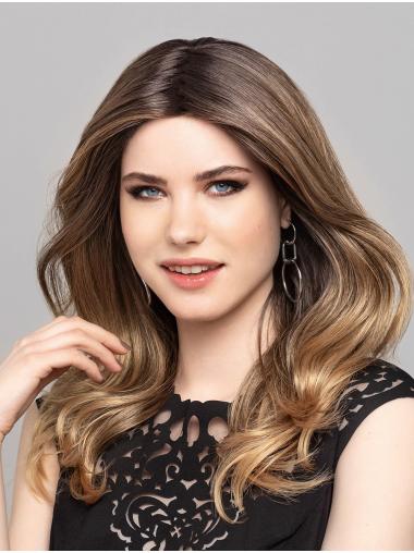 Monofilament 16" Without Bangs Wavy Long Ombre/2 Tone Good Quality Synthetic Wigs