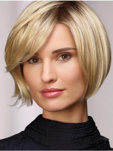 Straight Synthetic Blonde 8" Bobs Ladies Monofilament Wigs