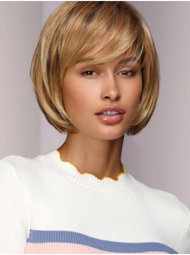 Synthetic Monofilament Short Blonde Bobs 10" Ideal Lace Wig