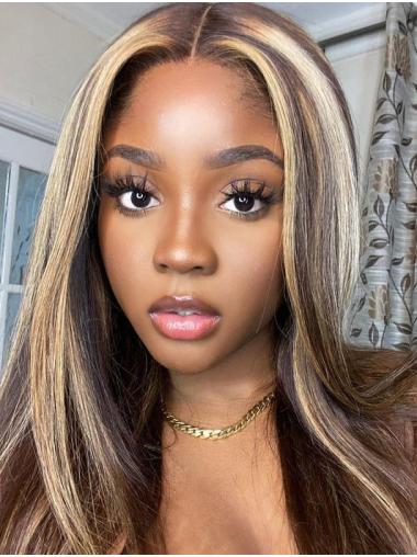Body Wave With Highlights Human Hair Wigs 20 Inches Long Lace Frontal Wigs Pre Plucked
