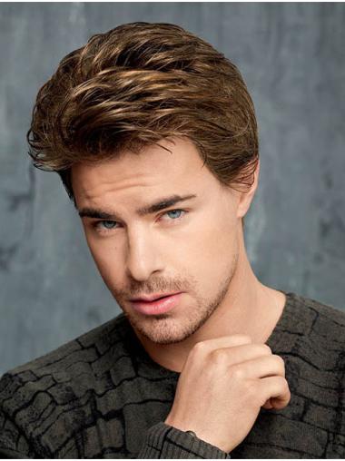 Blonde Cropped Straight 4" 100% Hand-Tied Synthetic Professional Men Wigs