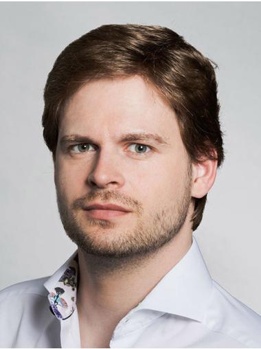 Synthetic 4" Straight Capless Brown Cropped Designed Men Wigs