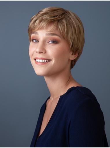 Short Straight Synthetic Blonde 8" Best Lace Front Wig
