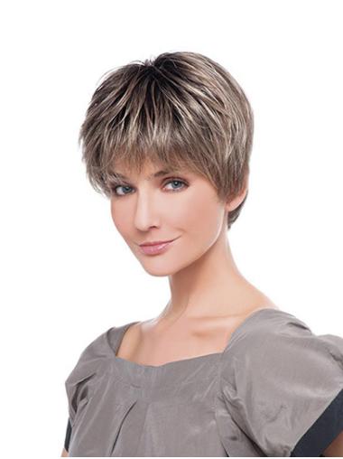 6" Ombre/2 Tone Synthetic Layered Straight Natural Short Wigs