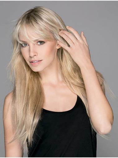 18" Capless Synthetic Platinum Blonde Straight Perfect Long Wigs
