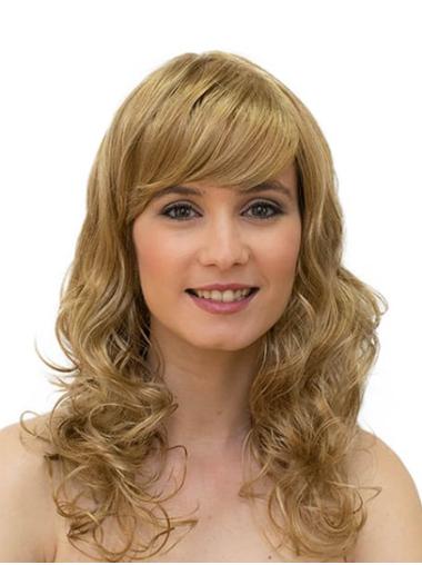 16" Monofilament Synthetic Blonde Curly Ladies Long Wigs