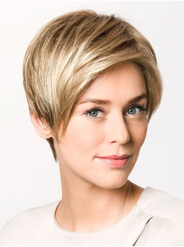 6" Blonde Synthetic Boycuts Straight Womans Short Wigs