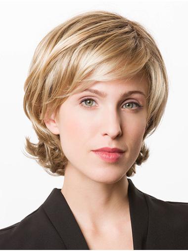 12" Monofilament Synthetic Blonde Wavy Fashion Medium Wigs