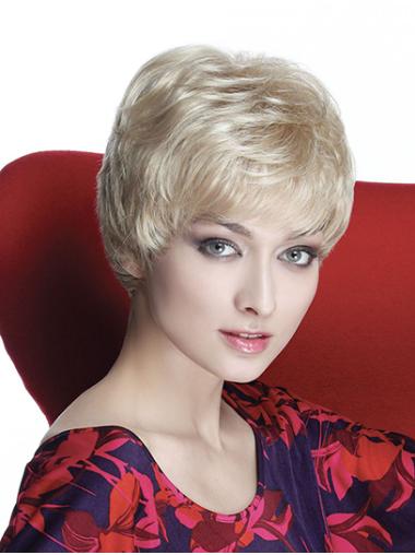 8" Blonde Synthetic Boycuts Wavy Short Wig Styles