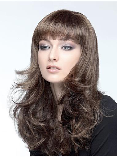 18" Capless Synthetic Brown Wavy Long Hair Wig