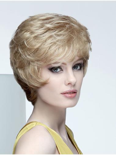 Blonde Short Boycuts Wavy 8" Mono Wig