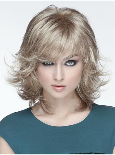 12" Monofilament Synthetic Blonde Wavy Medium Wigs New Arrivals