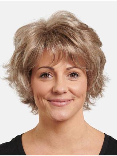 Short Straight Synthetic Blonde Bobs Ladies Monofilament Wigs