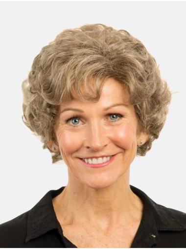 8" Curly Monofilament Brown Bobs Ladies Fashion Short Wigs