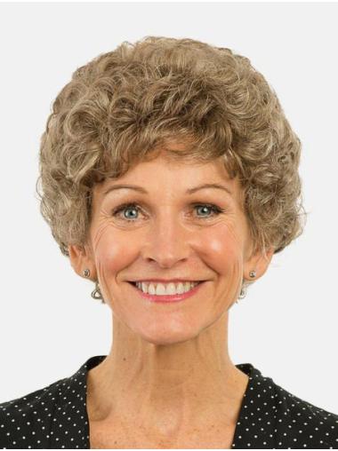 8" Curly Monofilament Brown Bobs Top Quality Ladies Short Wigs