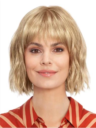 10" Straight Blonde Bobs Soft Cap Hand Tied Wigs