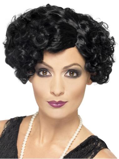 Short Curly Black Synthetic Bob Wigs On Sale