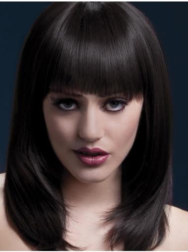 Capless Straight Synthetic With Bangs Nice Medium Wigs