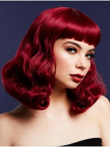 Capless Wavy Synthetic With Bangs Ladies Medium Wigs