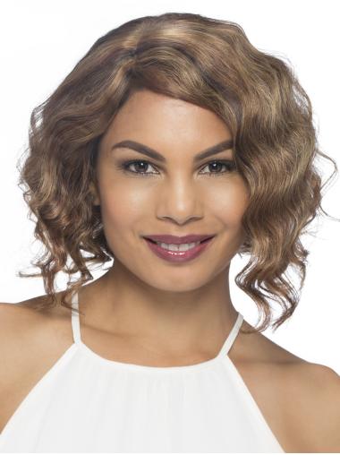 Chin Length Wavy Brown Without Bangs Best African American Wigs