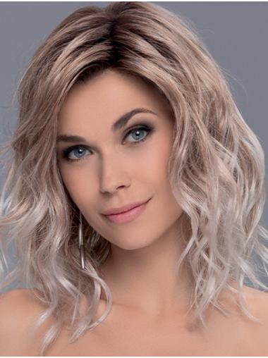 Ombre/2 Tone 12" Wavy Shoulder Length Without Bangs Monofilament Best Synthetic Wigs For Women