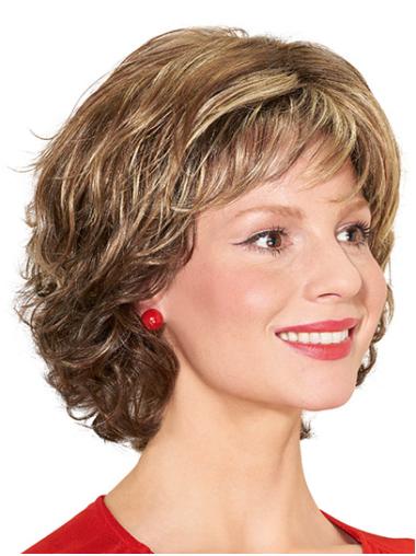 Monofilament Curly Blonde 12" Synthetic Wigs For Women