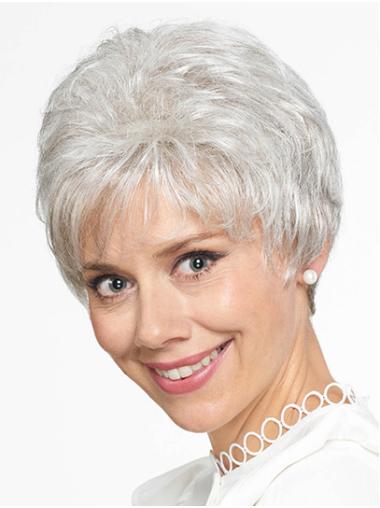 Synthetic Short Straight 8" Capless Grey Wigs