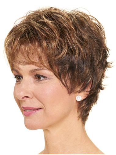 Wavy Brown Synthetic Capless Womens Short Wigs