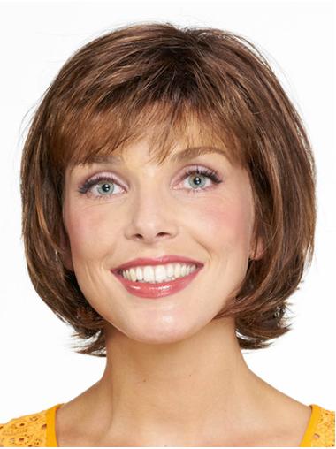 Chin Length Capless Synthetic 10" Bobs Medium Wigs For Women