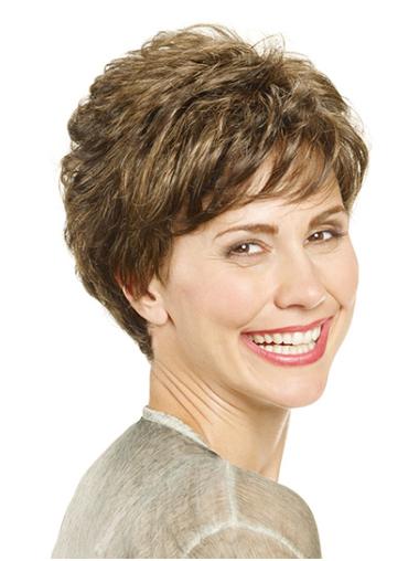 Wavy Brown Synthetic Capless Short Wigs For Lady