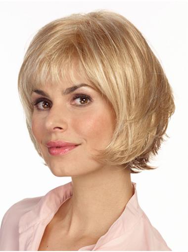 Chin Length Monofilament Straight Synthetic Blonde Bob Wig