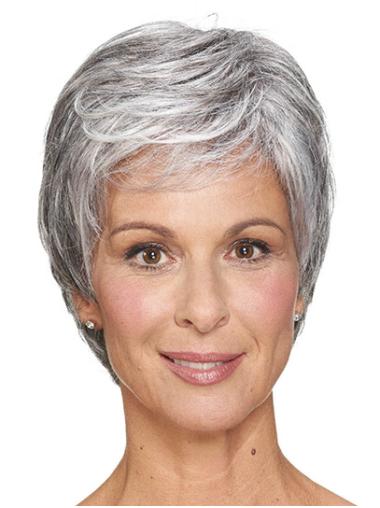 Synthetic Short Straight 8" Monofilament Women Cheap Classic Wig
